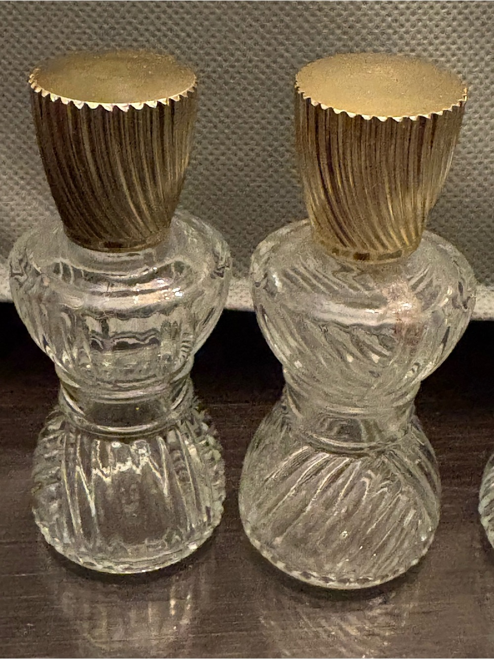 Vintage AVON Clear Glass Vanity Bottles with Gold Caps - Picture 5 of 11